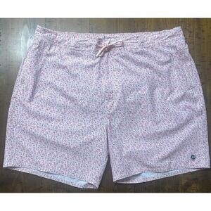 Johnnie-O Mens Half Elastic Swim Trunks Surf Shorts Jaco Pink Tango Size XXL 7"